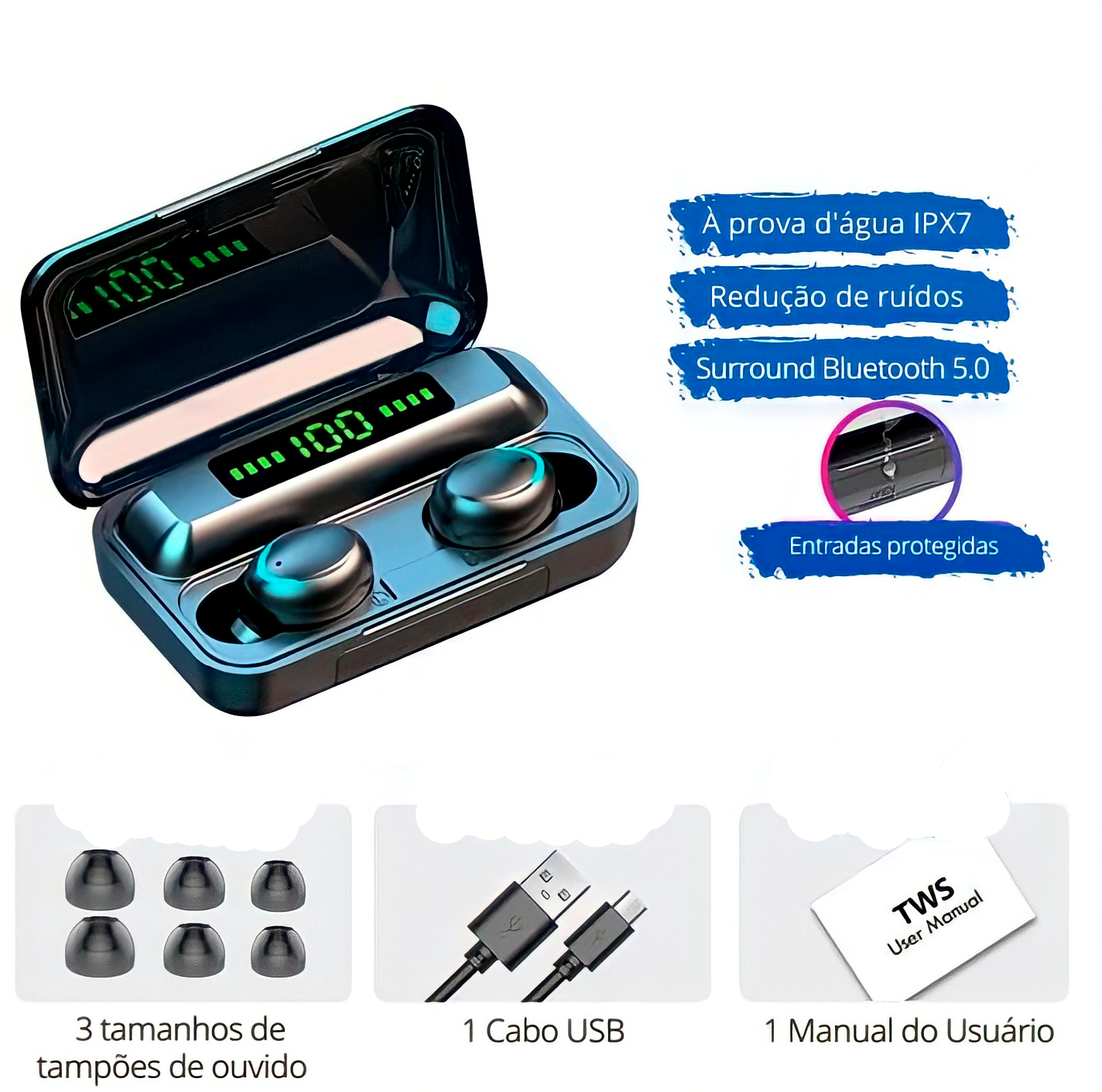 Fone de Ouvido com Microfone - TWS PRO