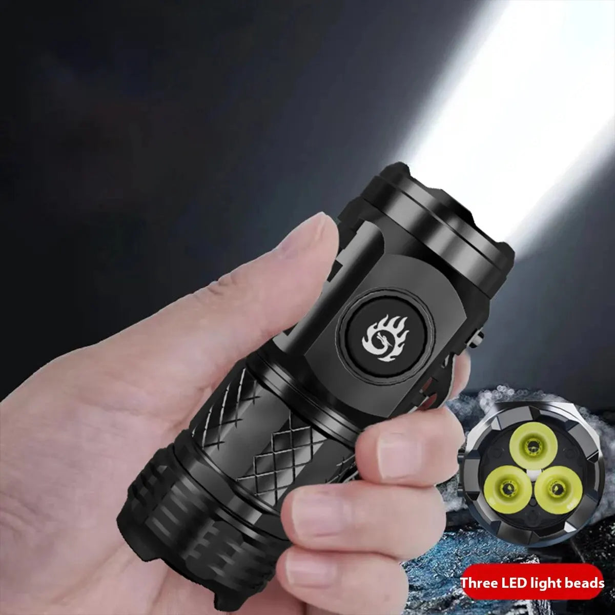 Lanterna Tática Portátil - 3 LEDs de Alta Potência